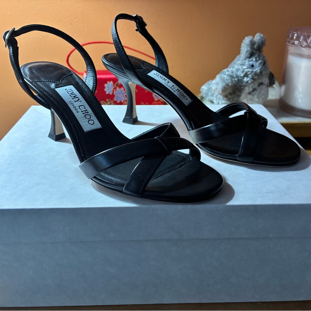Jimmy Choo Black Leather Heels